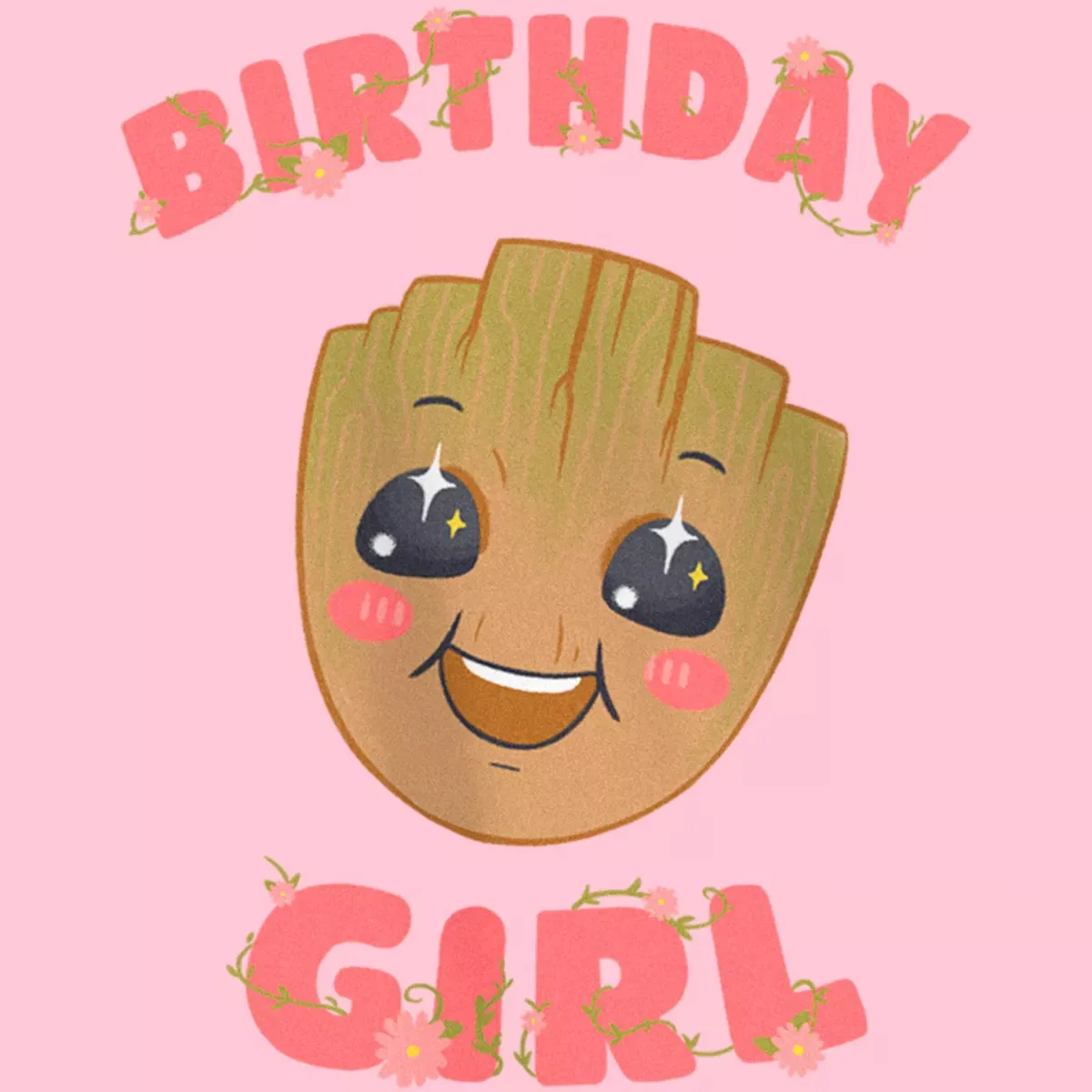 Детская футболка с принтом Baby Face Birthday Girl Groot Guardians of the Galaxy, Light Pink — фото 2