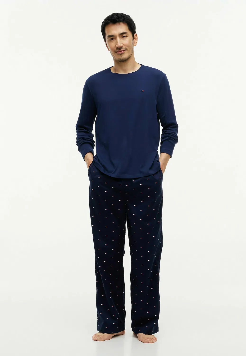 Пижамный комплект с фирменным принтом - пижамный комплект Tommy Hilfiger, Carbon Navy Carbon Navy Flag