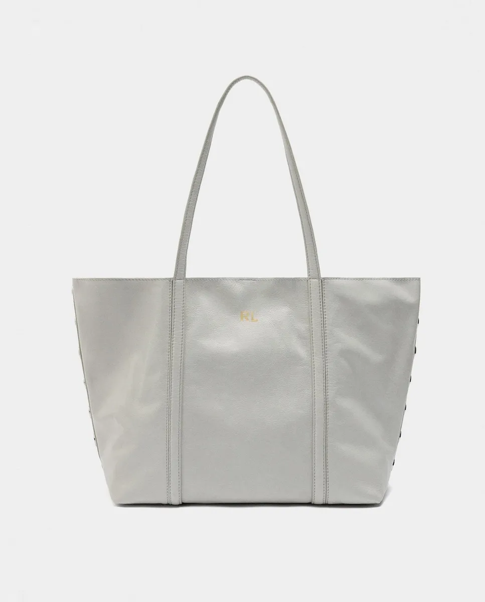 

Открытая сумка через плечо в стиле шоппер с декоративными заклепками Parfois, светло-серый