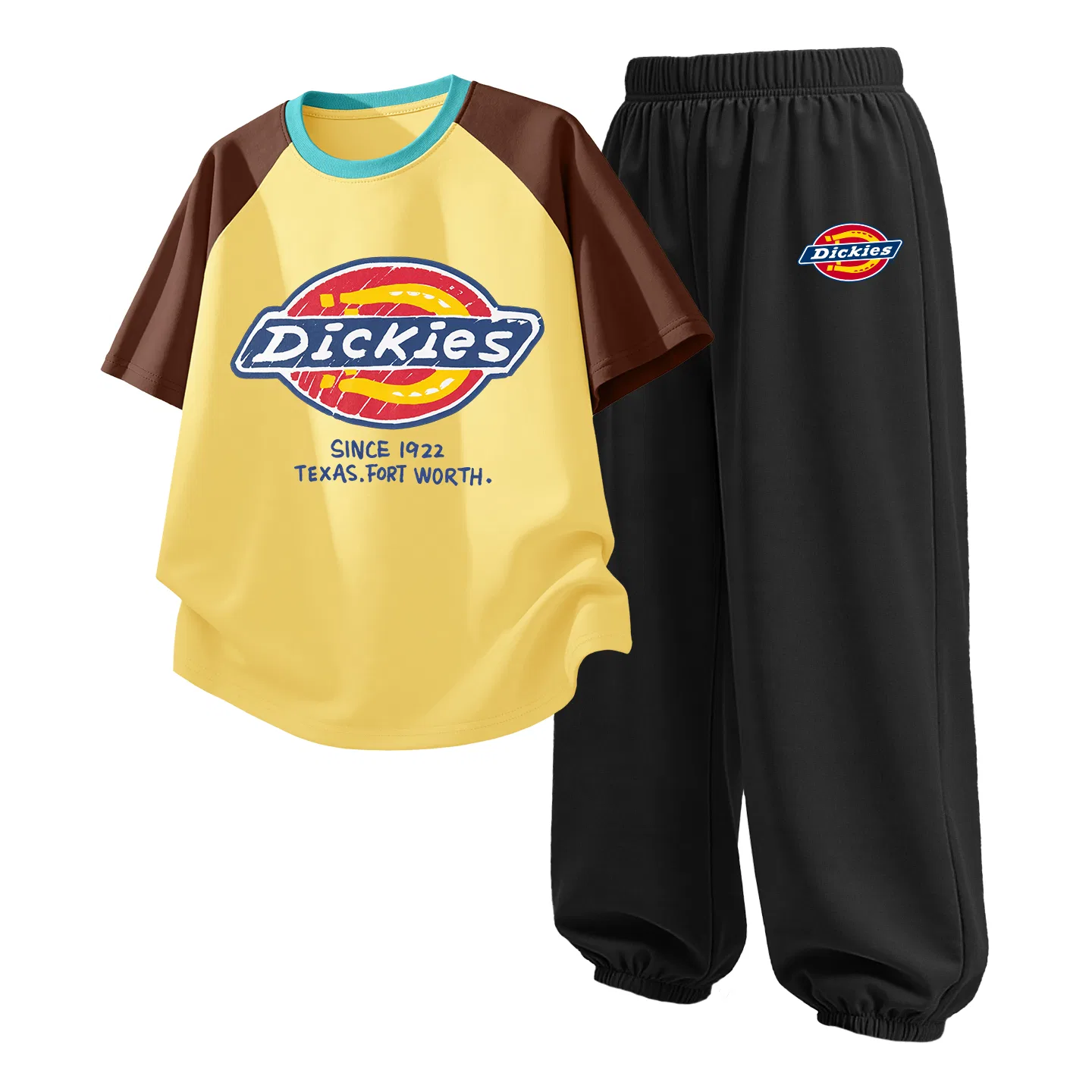 Детский спортивный комплект из 2 предметов с принтом Dickies, Brown Yellow/Black