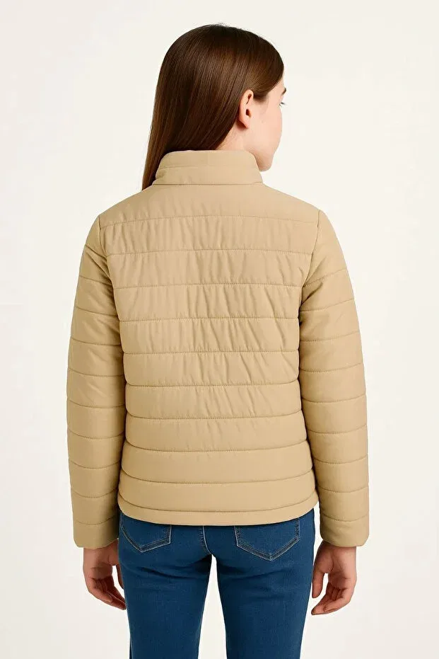 Детское пальто-пуховик для девочек с длинным рукавом Ertaş Trend Store, Beige — фото 4