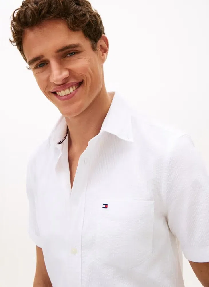 Рубашка из сирсакера с коротким рукавом Tommy Hilfiger, белый — фото 3