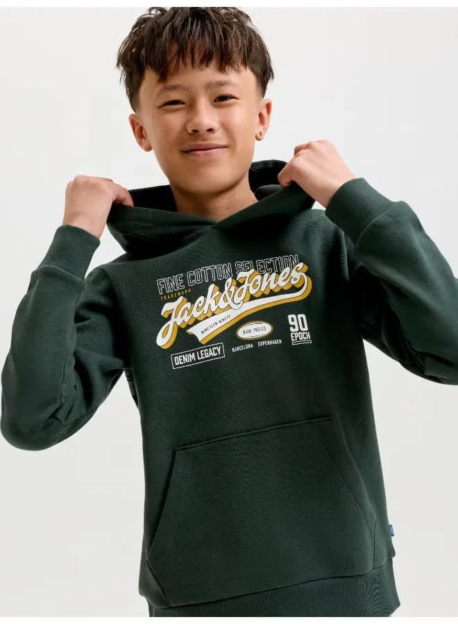 Свитшот с принтом для мальчиков Jack & Jones Junior, зеленый