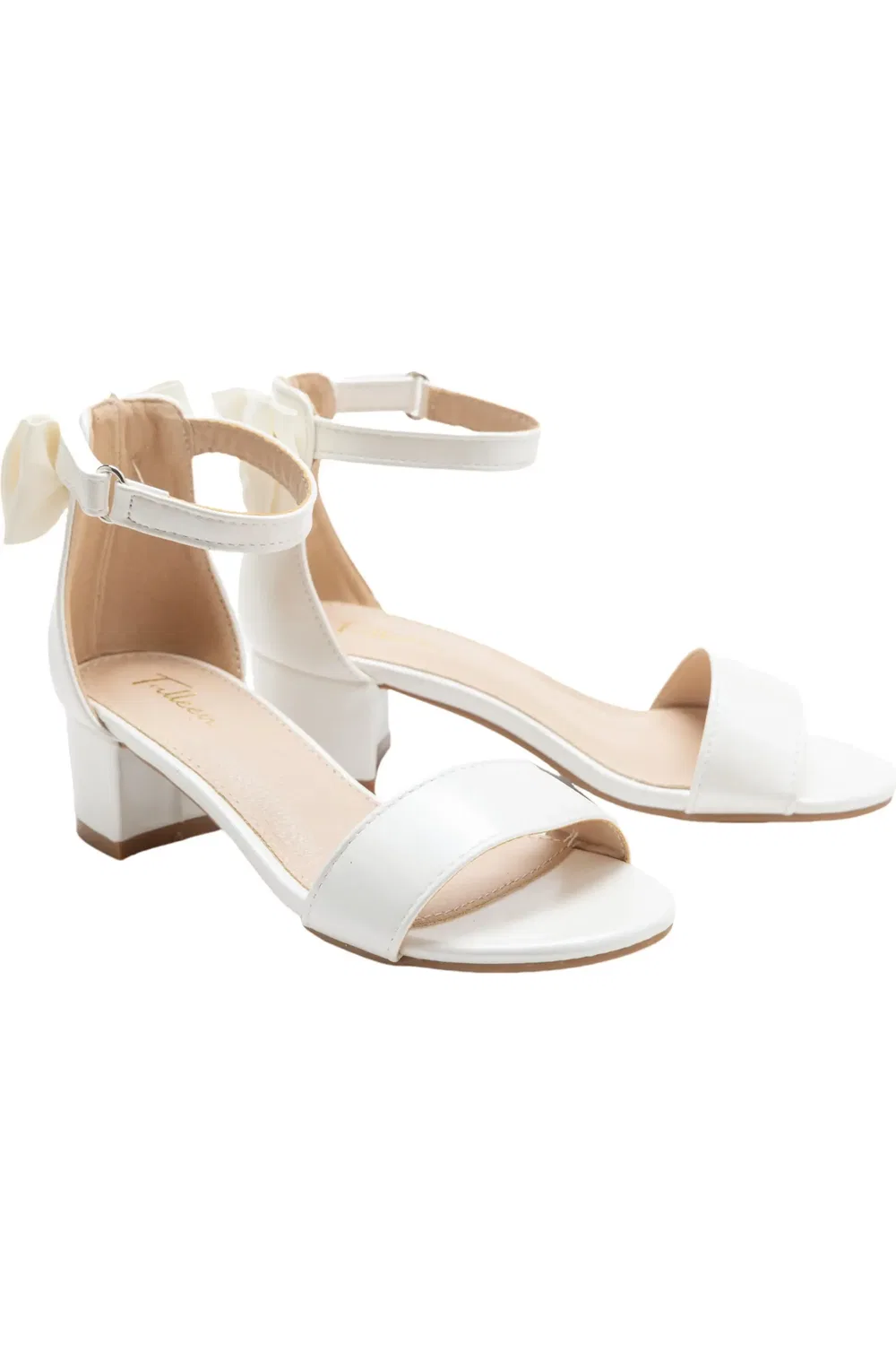 Детские сандалии с блок-каблуком Satin Banded Block Heels Tulleen, белый