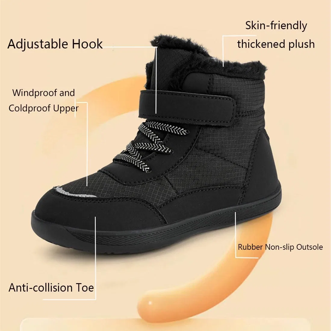 Детские зимние ботинки для девочек водонепроницаемые с принтом Hike Kids Winter Footwear Barefoot Snow Boots, Brown — фото 4