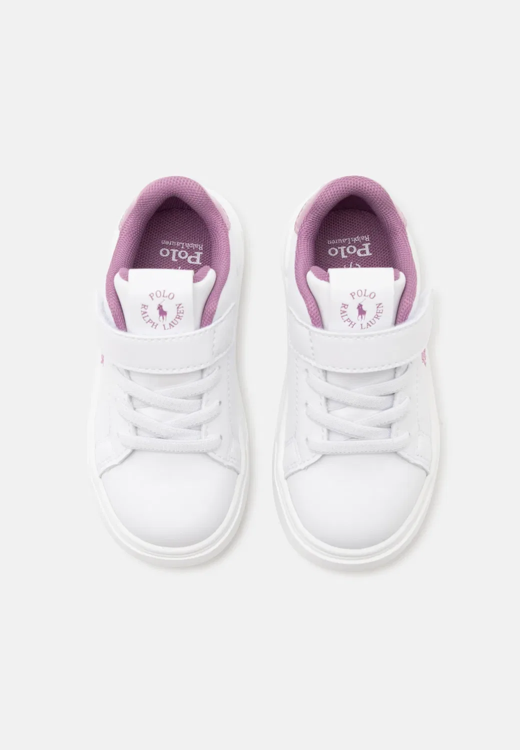 Детские суперкроссовки Heritage Court для малышей Polo Ralph Lauren, White/Pink Orchid Metallic/Pink Orchid — фото 4