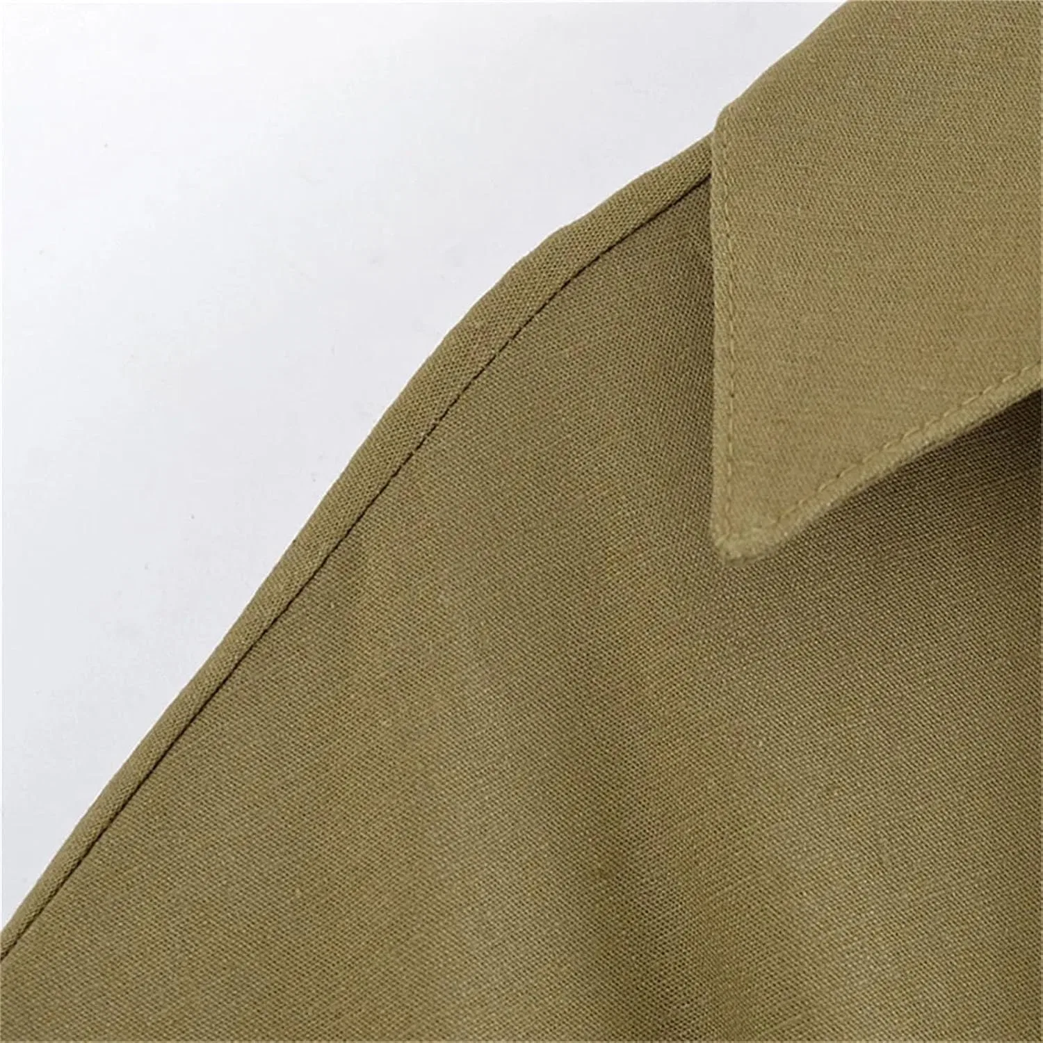 Женское повседневное платье с отложным воротником Generic, Army Green — фото 2