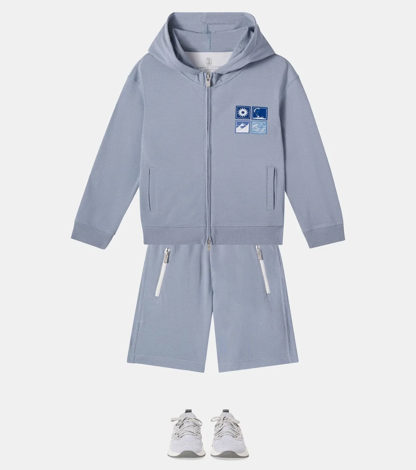 Худи с принтом Brunello Cucinelli Kids, синий — фото 2