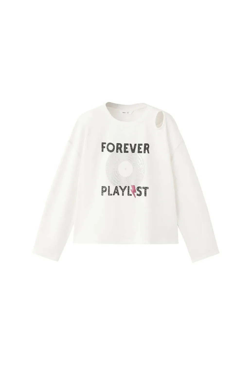 Детская футболка с длинными рукавами Mango Kids, Off White