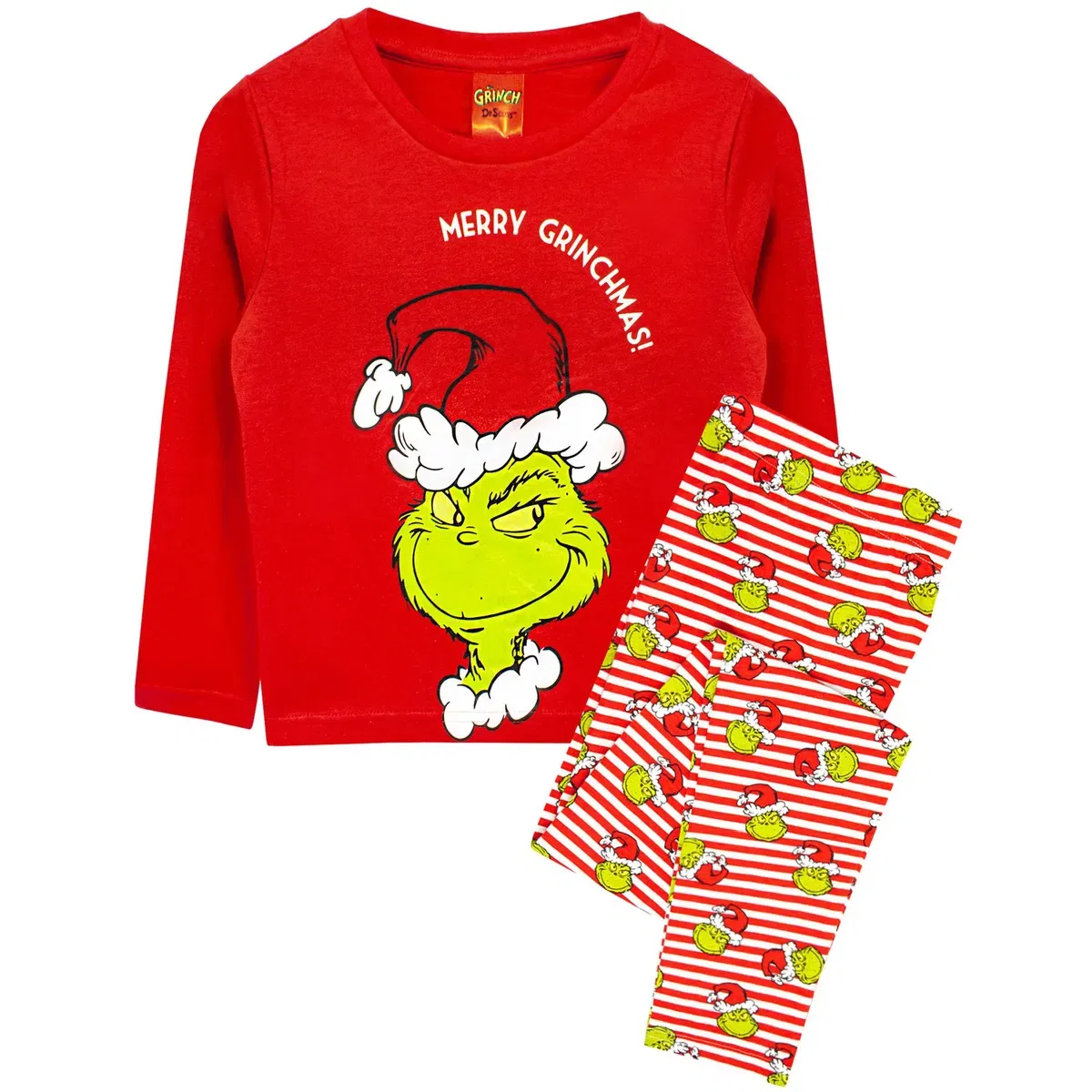 Детский комплект пижамы с длинным рукавом и длинной штаниной The Grinch, Red — фото 3