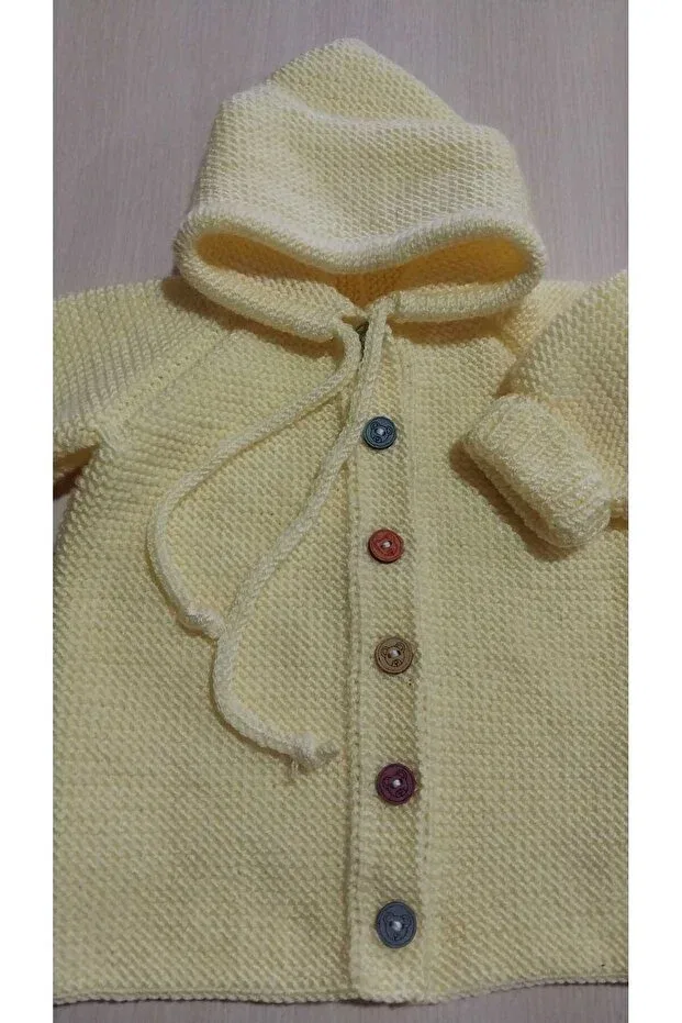 Детский кардиган для новорожденных ручной вязки Papatyam, Light Yellow — фото 2