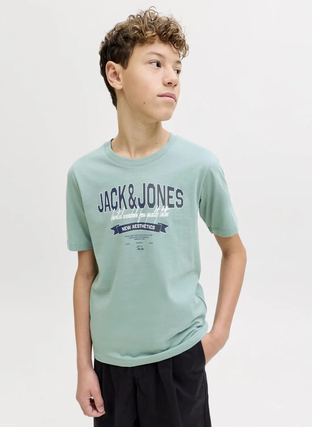 Футболка с принтом с коротким рукавом JJELOGO Jack & Jones Junior, синий