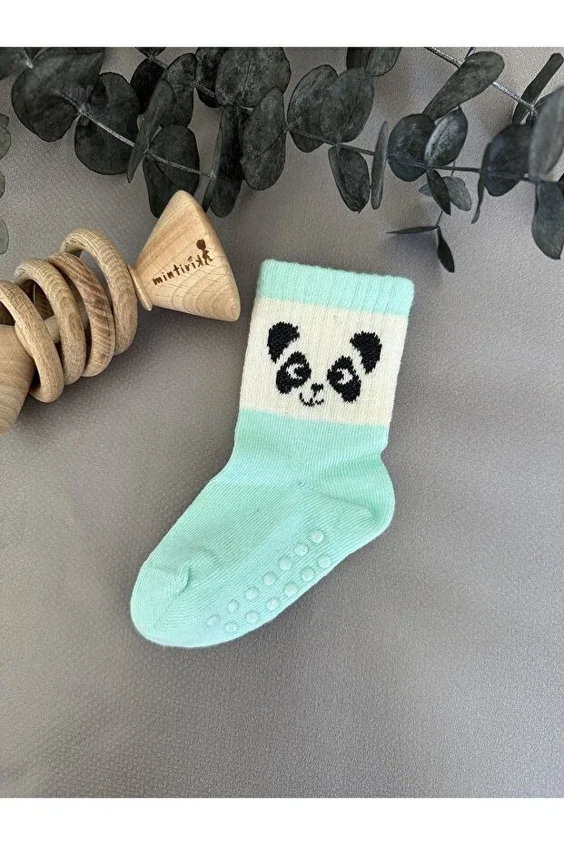 Детские носки для новорожденных с принтом Bamboo corded baby socks Mintirik, Green
