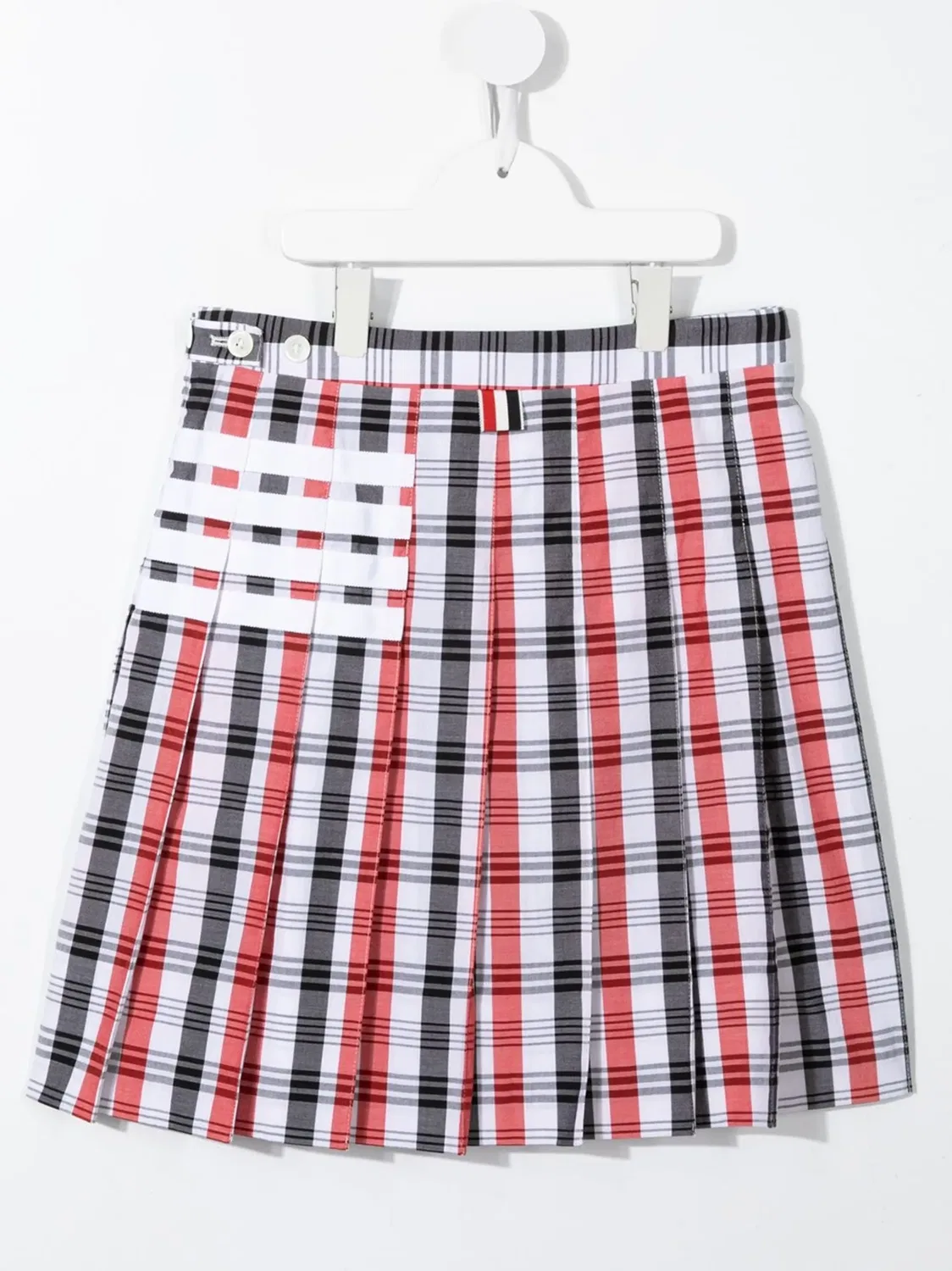 Юбка в клетку мадрас с полосками 4-Bar Thom Browne Kids, красный — фото 2