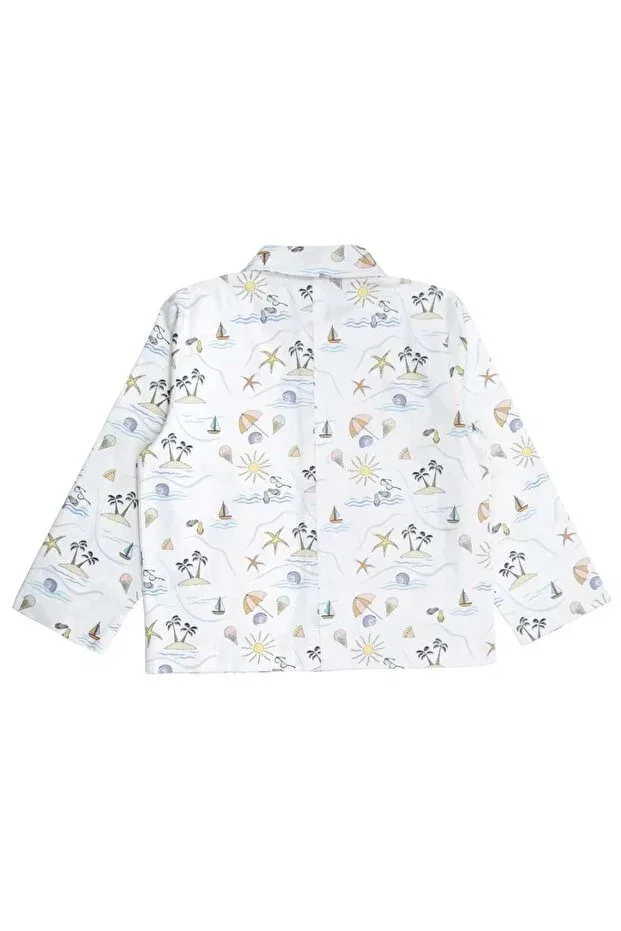 Детский для мальчиков жакет с принтом Sea-Themed spring little boys' jacket Ozmoz By Mukadder Özden, Ecru — фото 4