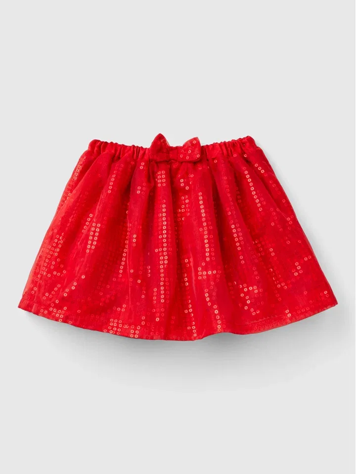 Юбка с пайетками Benetton, красный