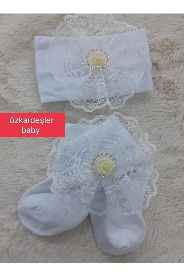 Детский комплект носков и заколок-бандан Özkardeşler Baby, White