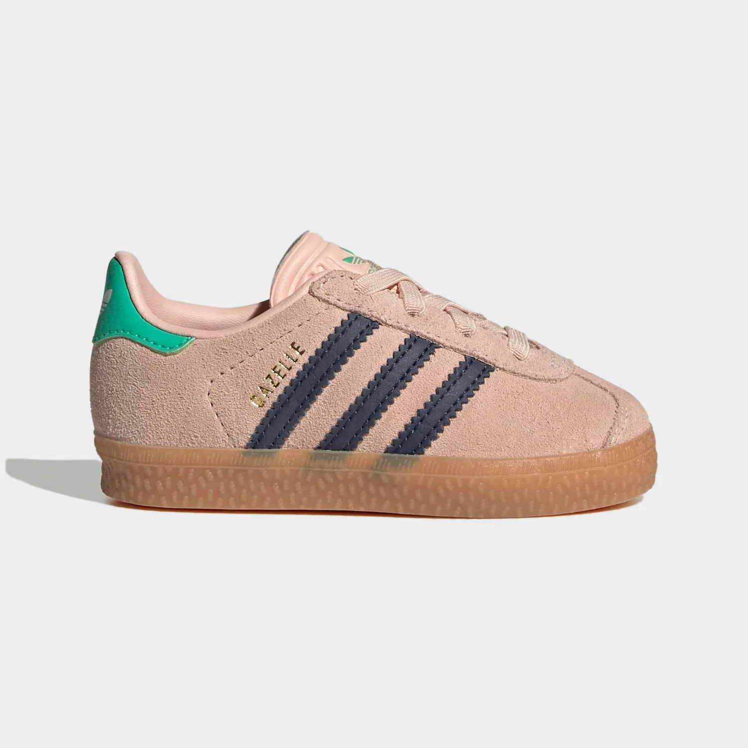 Детские кроссовки с эластичными шнурками Gazelle Adidas Originals, Blush Pink/Night Indigo/Hi-Res Green — фото 2