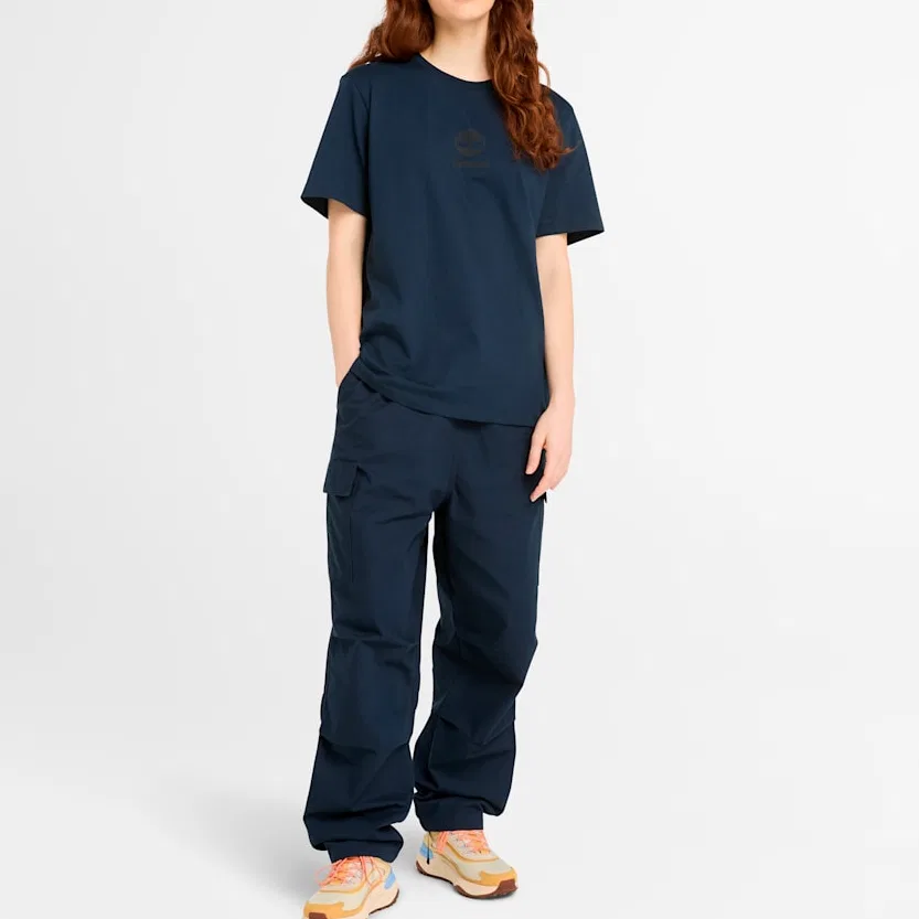 Детская футболка хлопковая Timberland Stack T Shirt, Dark Sapphire Blue — фото 3