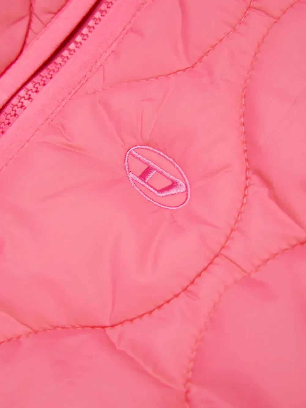 Стеганое пальто с вышитым логотипом Diesel Kids, розовый — фото 4