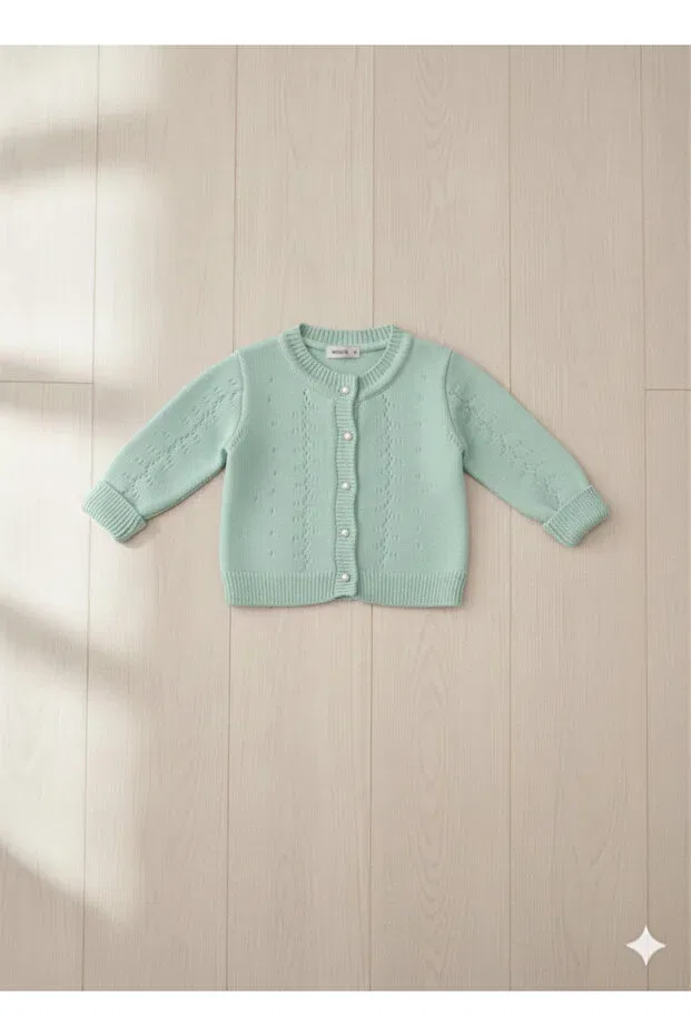 Детский тонкий вязаный кардиган для девочек Butik, Green — фото 3