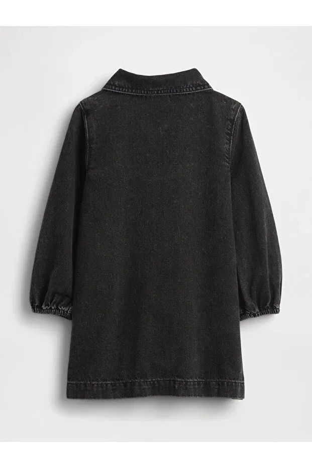 Детское платье для девочек джинсовое с карманами Gap, Black-000 — фото 3