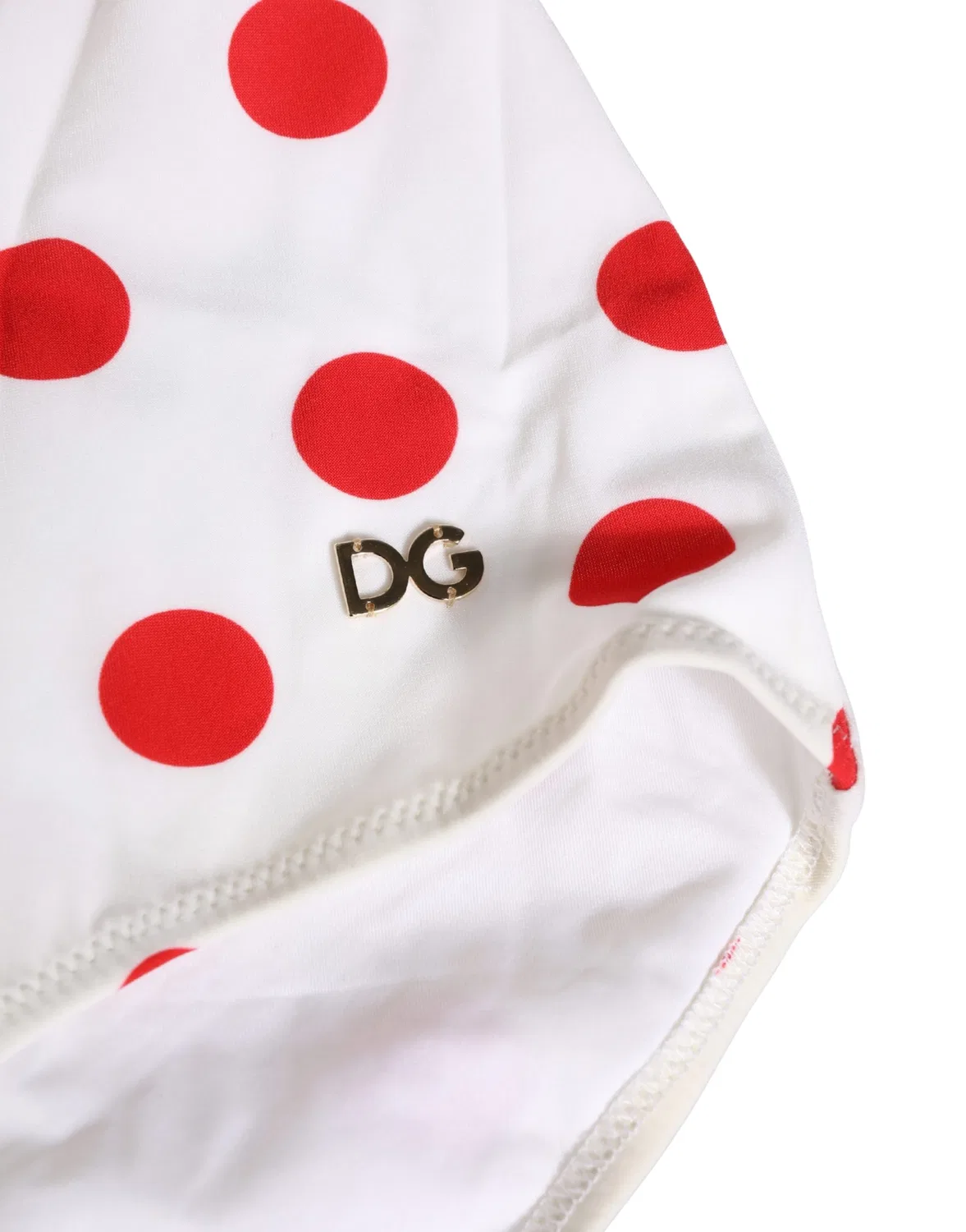 Женский купальник с принтом в горошек White Polka Dot One-Piece Swimsuit Dolce & Gabbana, White and Red