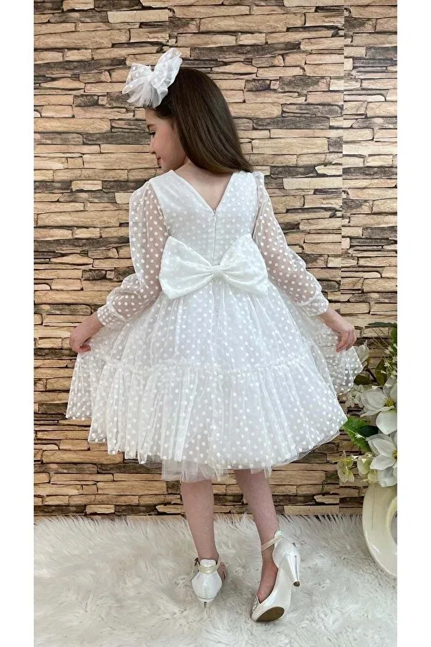 Детское платье для девочек кружевное kt-kt lace girl dress sb306 S.T. Sebat Tekstil, White — фото 2
