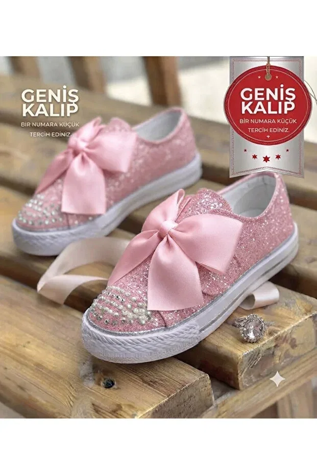 Детские туфли для девочек с бантом Patik Bebe, Pink