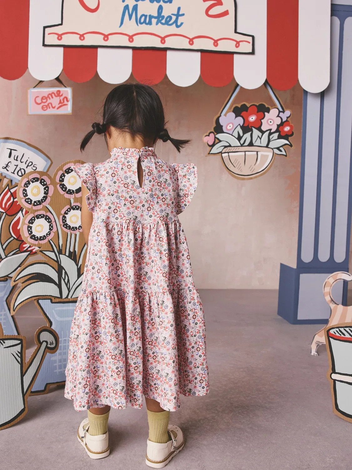 Платье ярусное Green Floral Cath Kidston Next, зеленый с цветочным принтом — фото 3