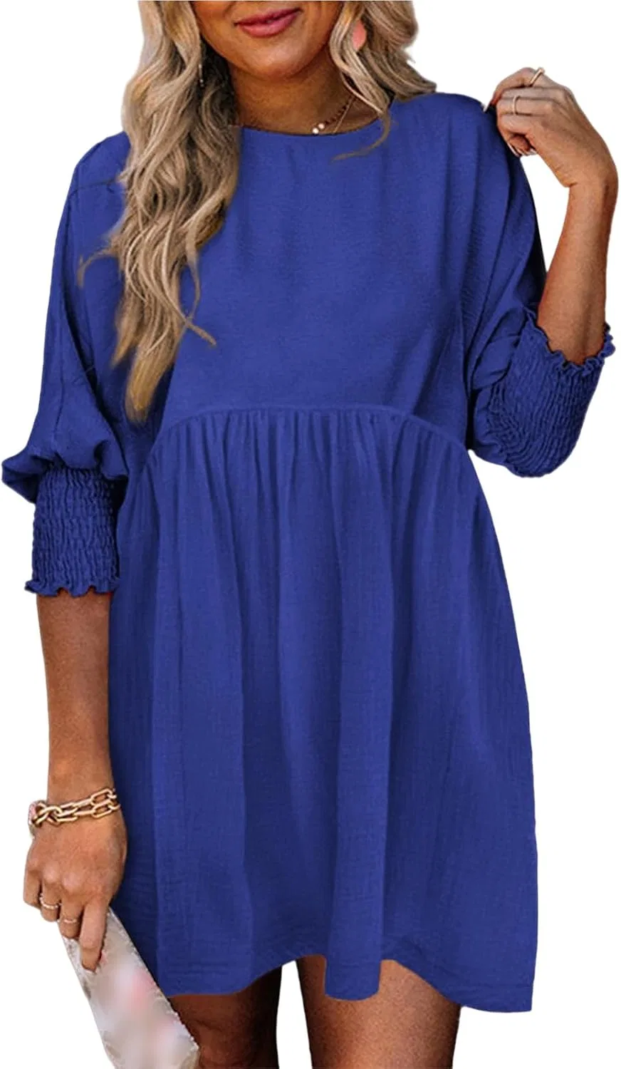 Женское летнее платье-туника свободного кроя с коротким рукавом, Dark Blue