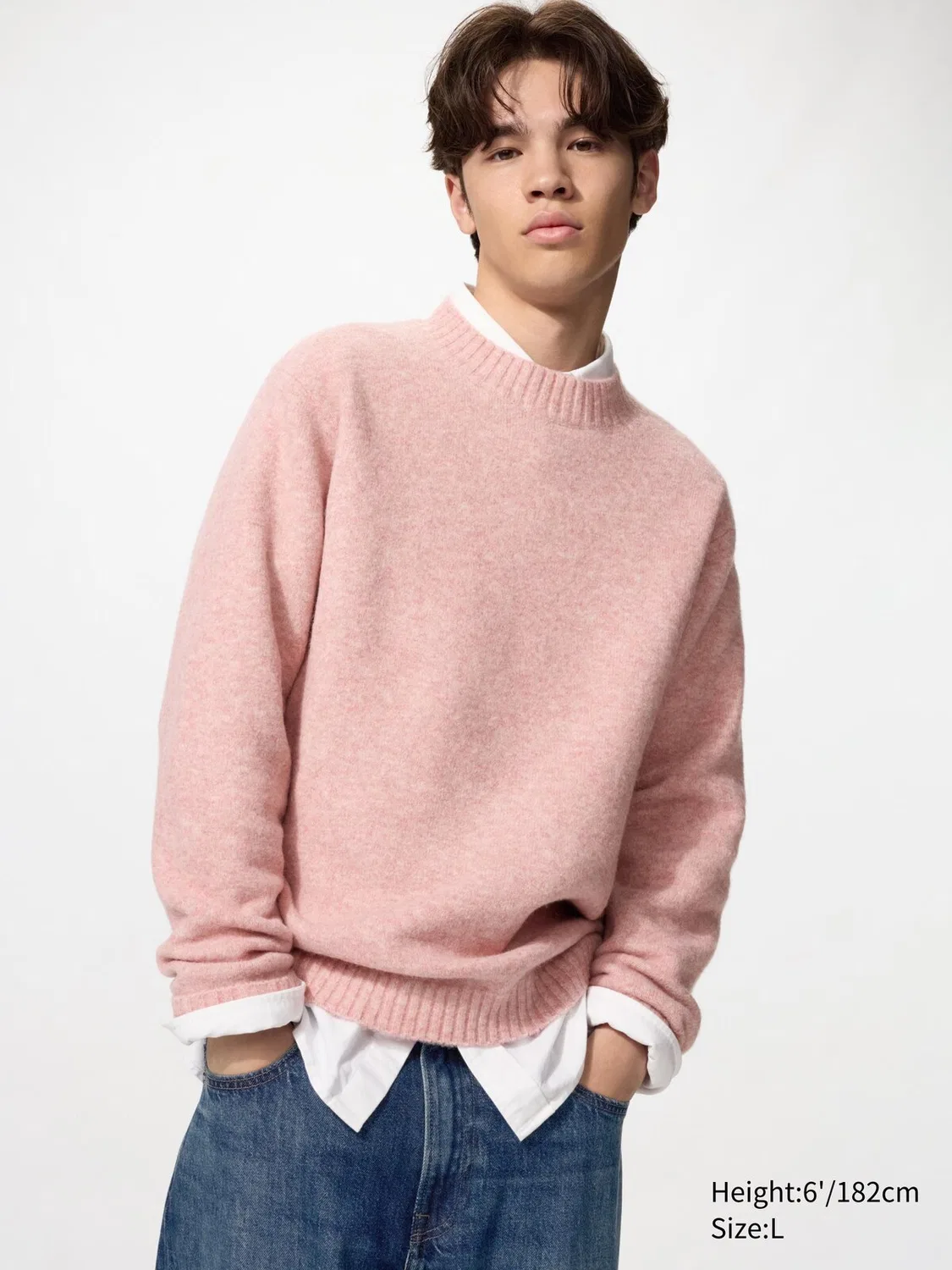 Свитер Uniqlo Souffle Yarn Crew Neck, розовый