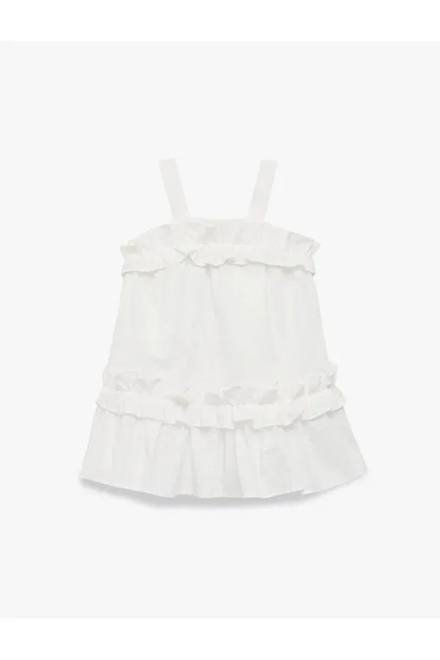 Детское платье для девочек с оборками Koton, White