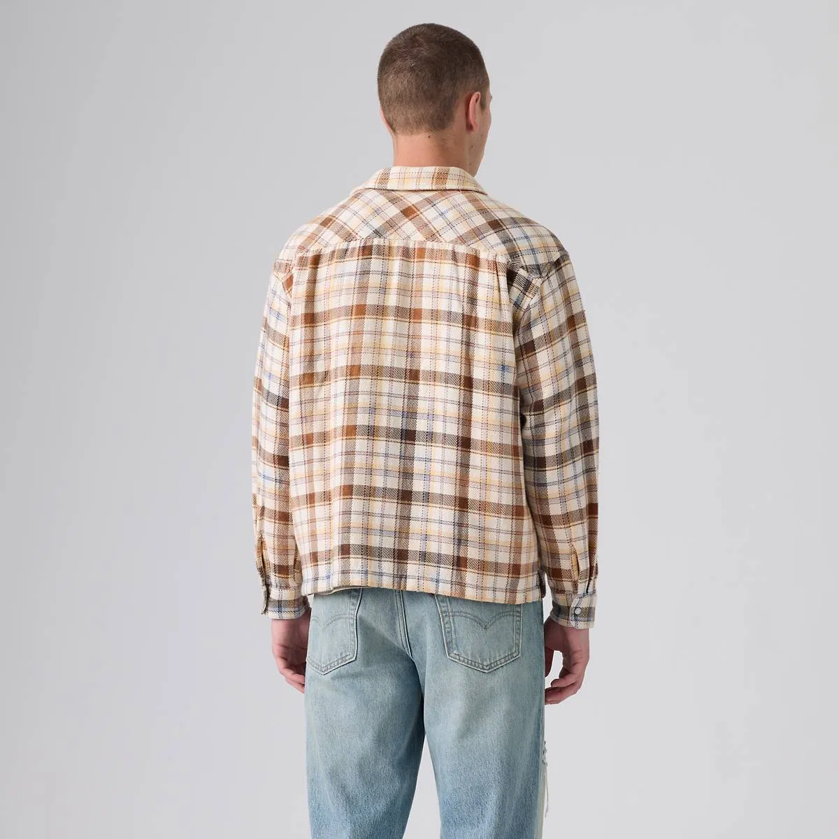 Свободная фланелевая рубашка в западном стиле с длинными рукавами Levi's, Tanner Plaid Whitecap Gray - Multi-Color — фото 4