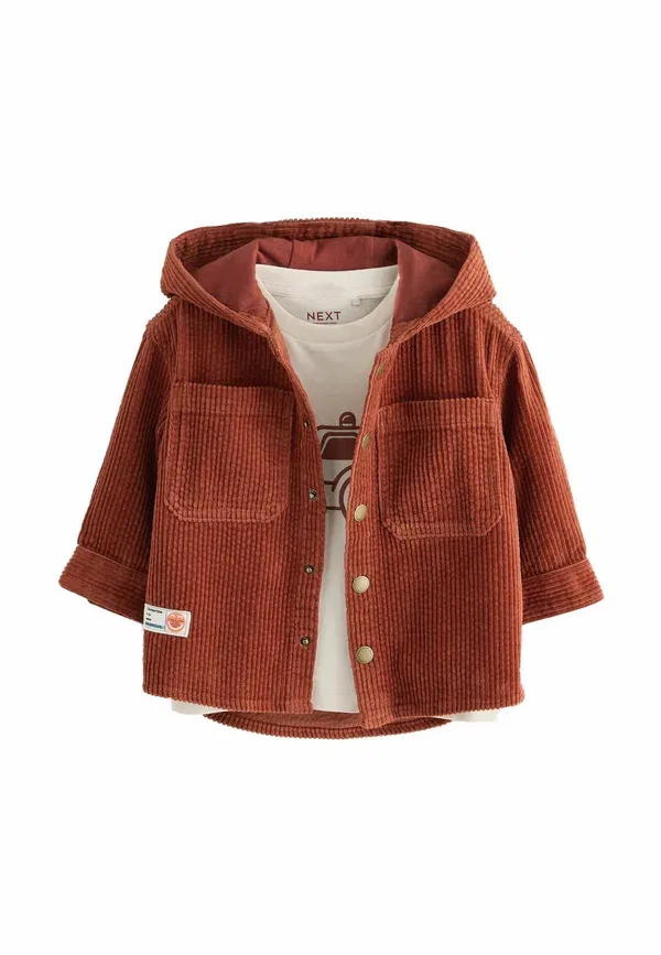Комплект из футболки и худи с капюшоном, хлопок, Regular fit - hooded set 2 piece, Next, ржаво-красный