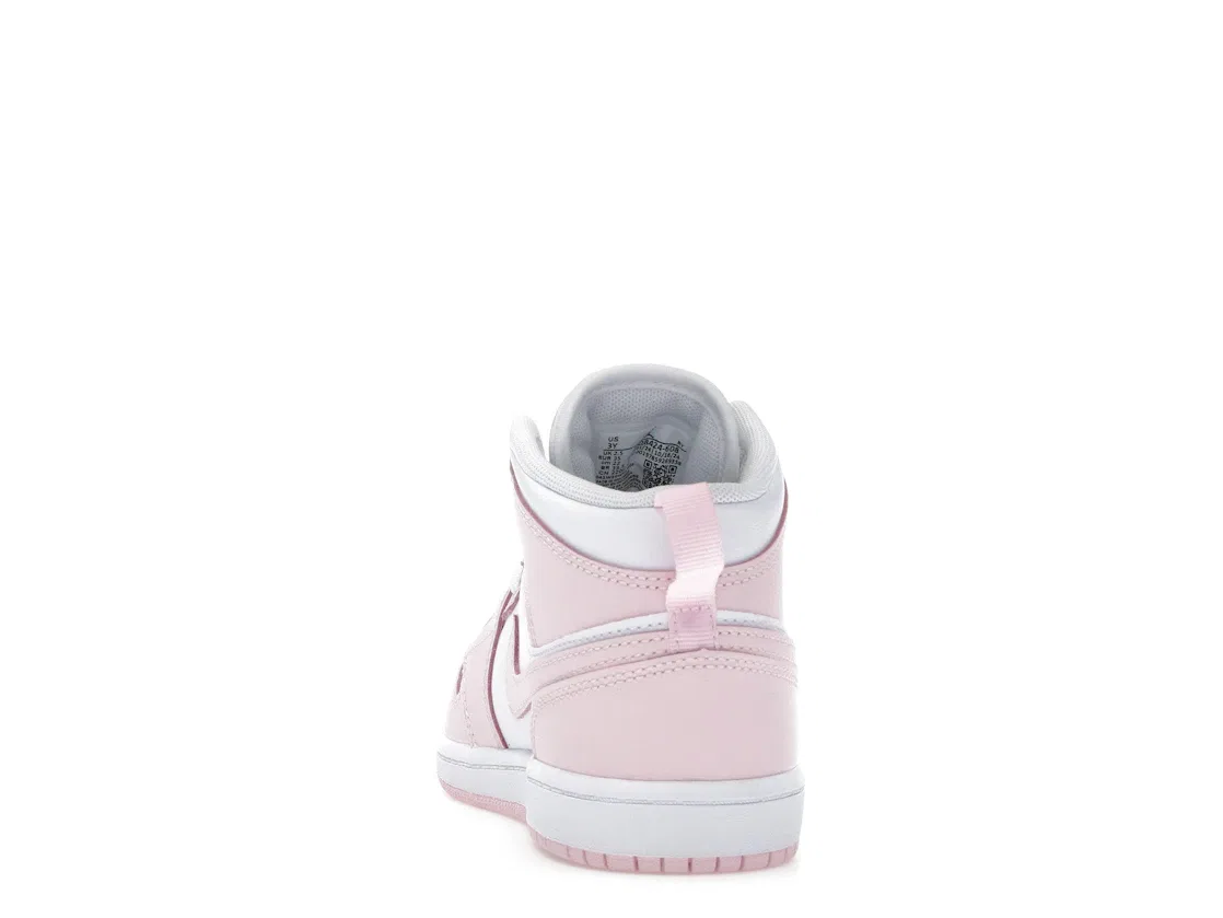 Детские кроссовки с высоким берцем Jordan 1 Mid Pink Foam Fire Red White, Pink Foam/Fire Red/White — фото 4