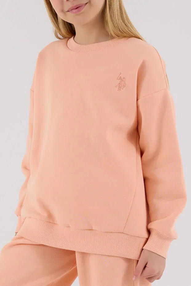 Детский спортивный костюм для девочек с вышивкой U.S. Polo Assn., Salmon — фото 4