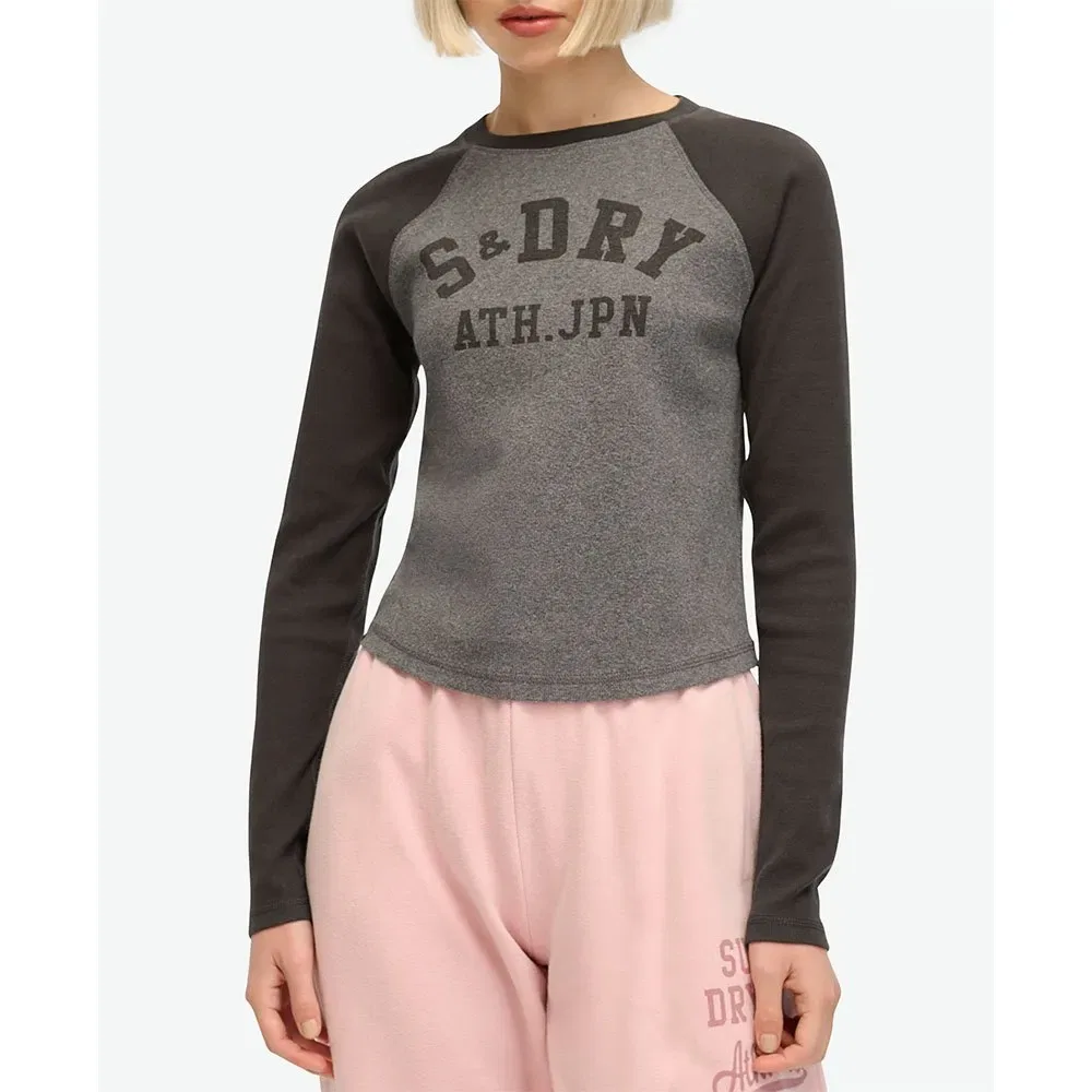 Футболка с длинным рукавом Athletic Rib Slim Superdry, серый — фото 3