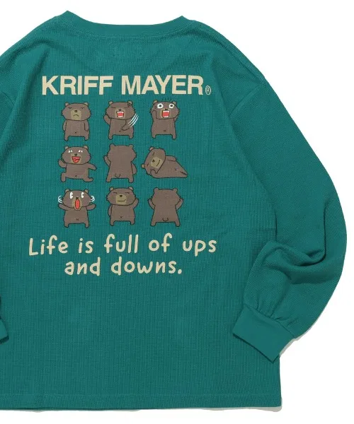 Детский лонгслив с принтом W Face Print Long T (Bear) KRIFF MAYER Kid's Collection, Blue Green