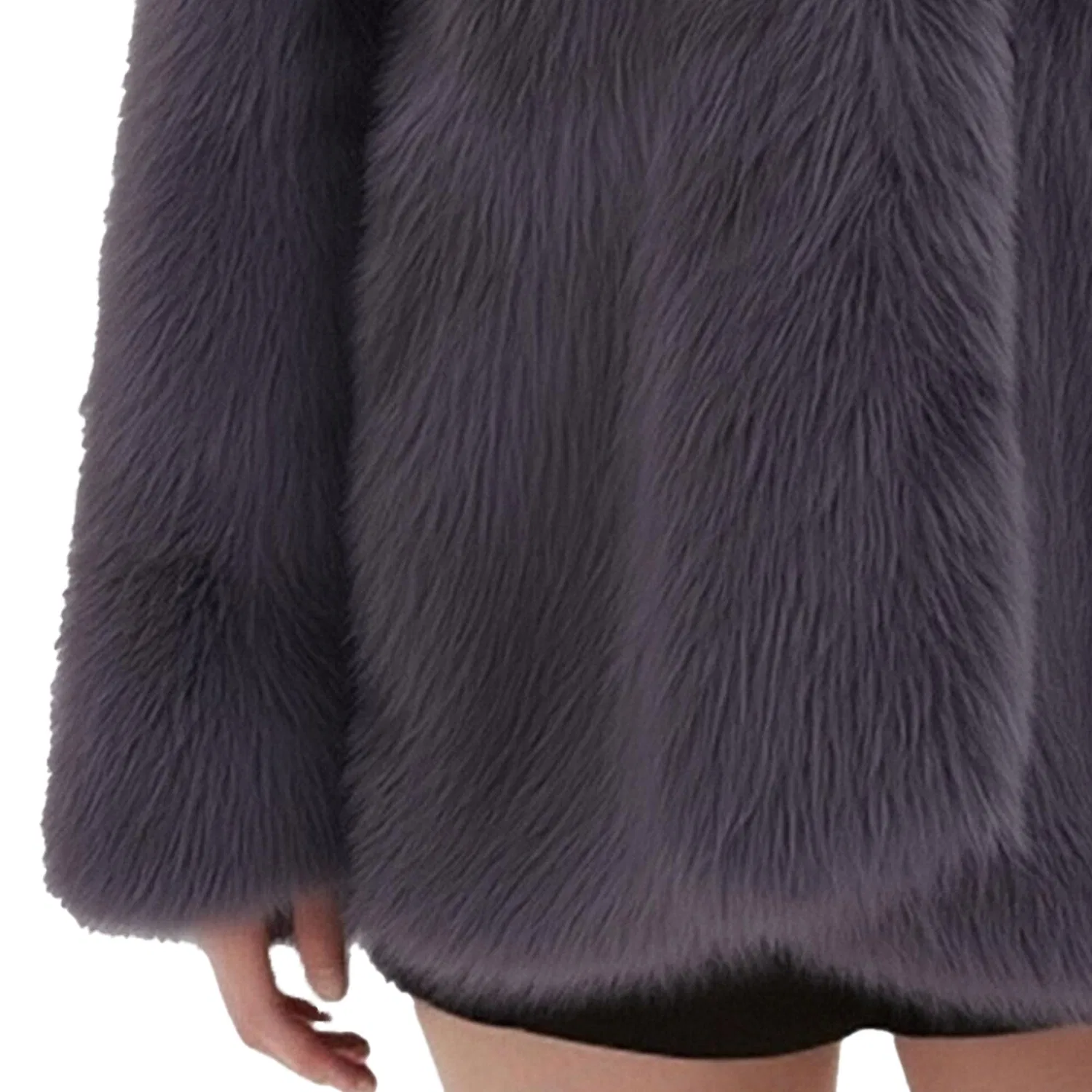 Женское пальто из искусственного меха с принтом, модель Winter Warm Fluffy Faux Fur Parka Thick Plus Size Fashion Overcoat 2025, B-grigio scuro — фото 2