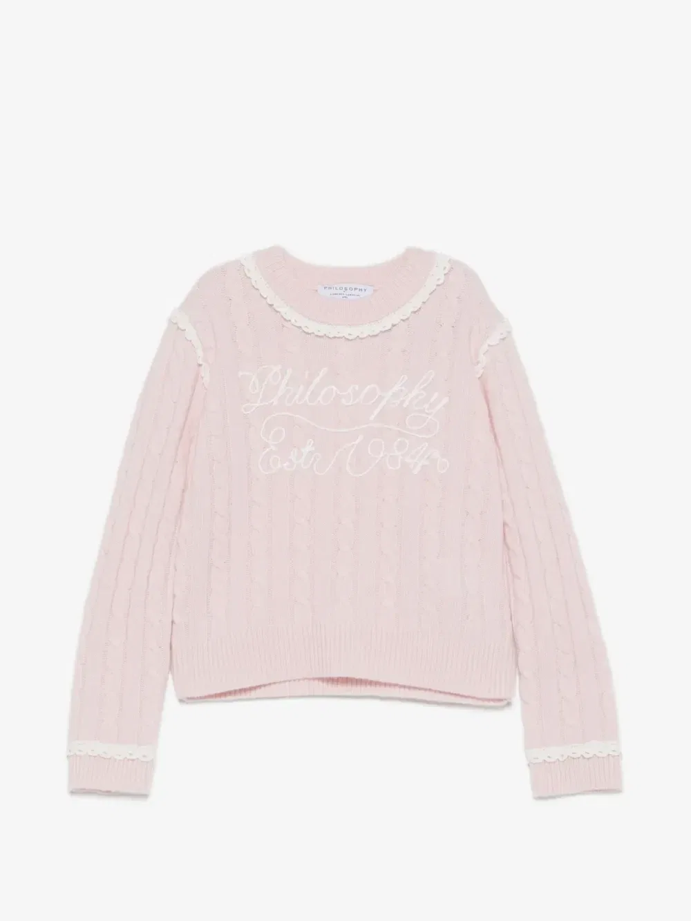 Вязаный свитер с вышивкой Philosophy Di Lorenzo Serafini Kids, розовый