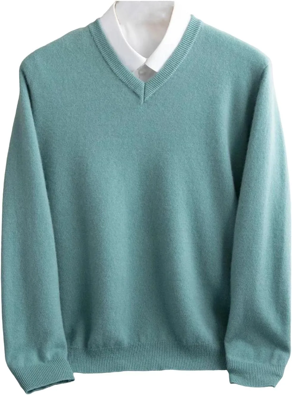 

Мужской свитер V-образным вырезом из мериносовой шерсти Slim Fit