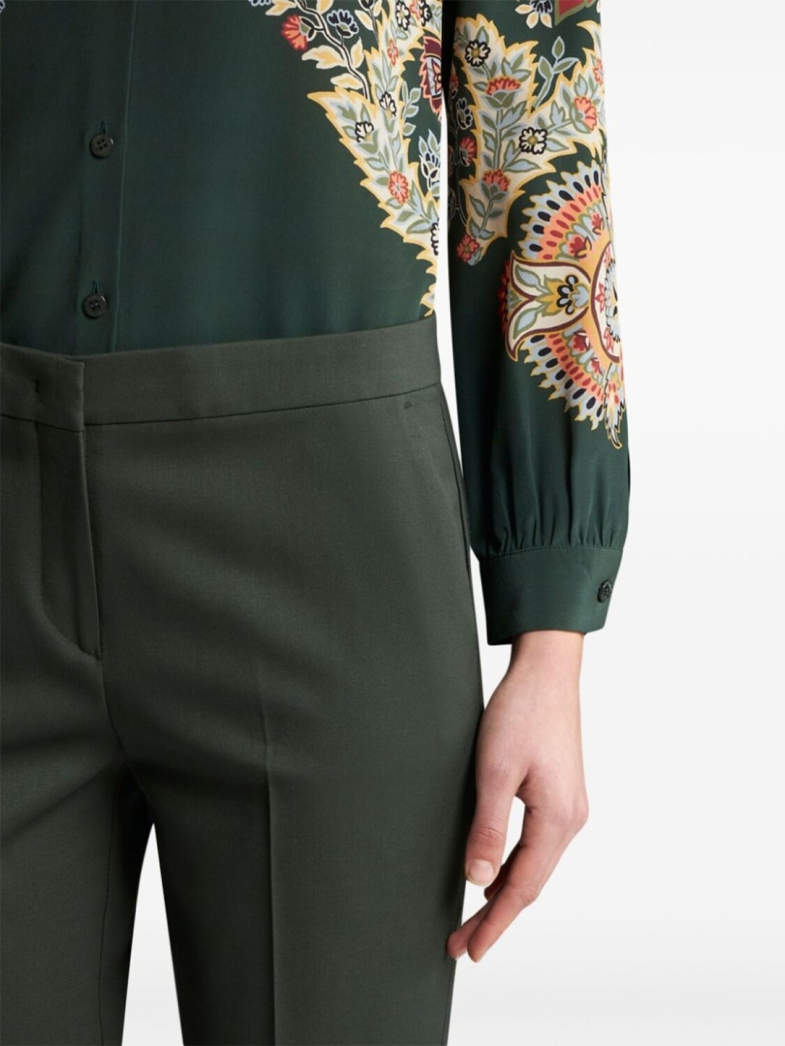 

ETRO укороченные шерстяные брюки, зеленый