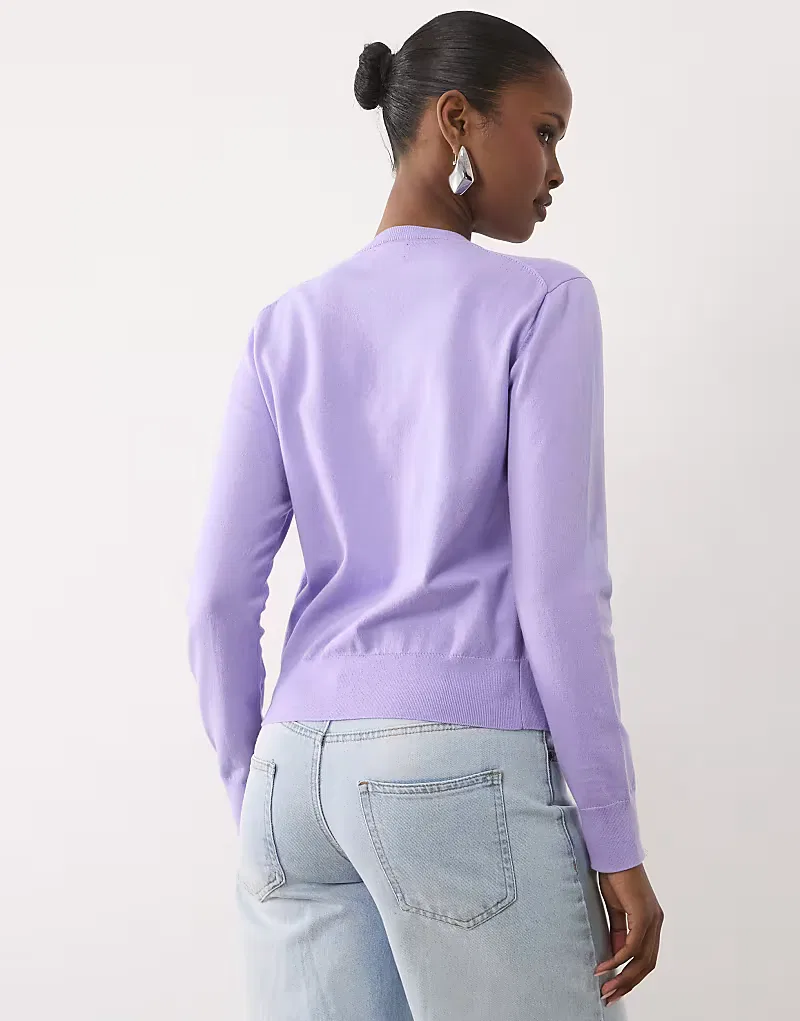 Кардиган из тонкой вязки с логотипом Polo Ralph Lauren, лавандового — фото 2
