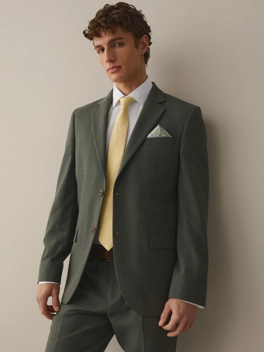 Сорочка с галстуком и платком в кармашек, Slim Fit, Occasion Set Next, белый/желтый — фото 3