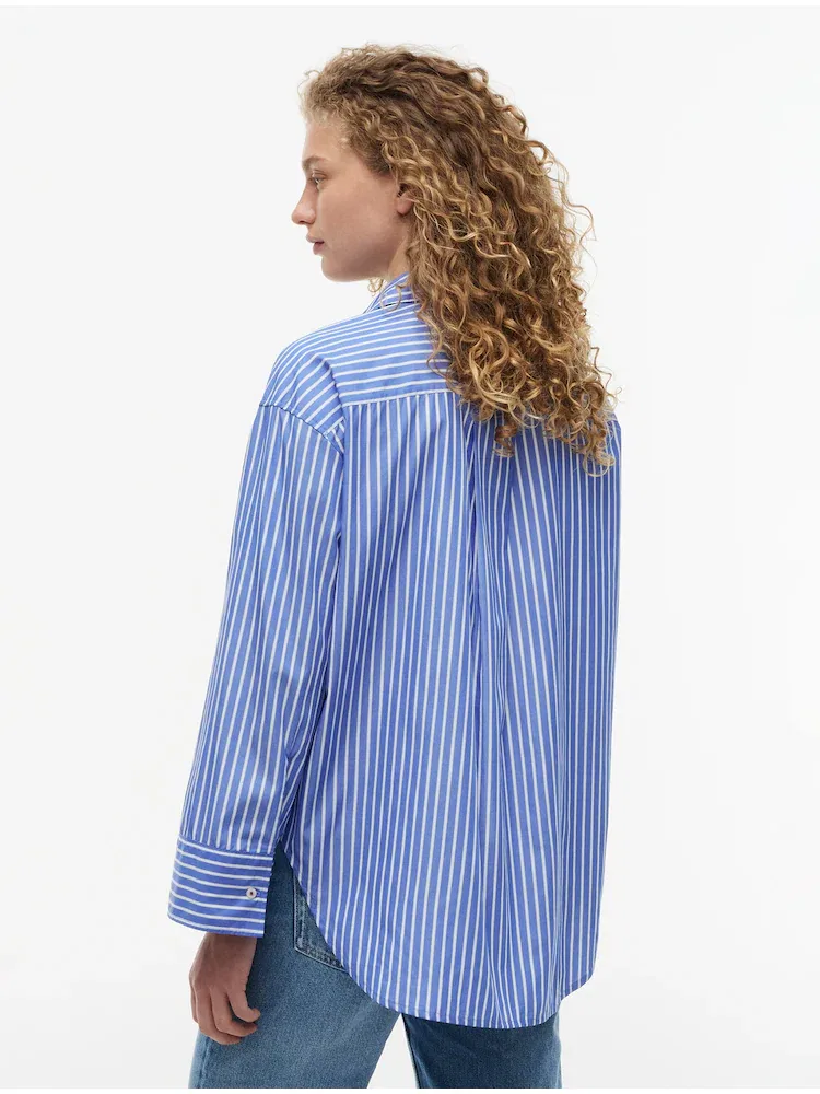 Рубашка с длинным рукавом, полосатая, Poplin TOMMY HILFIGER, Royal Blue — фото 3