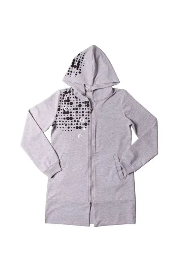 Детский кардиган с капюшоном с принтом You Luck Better Foil Printed Toontoy, Gray Melange