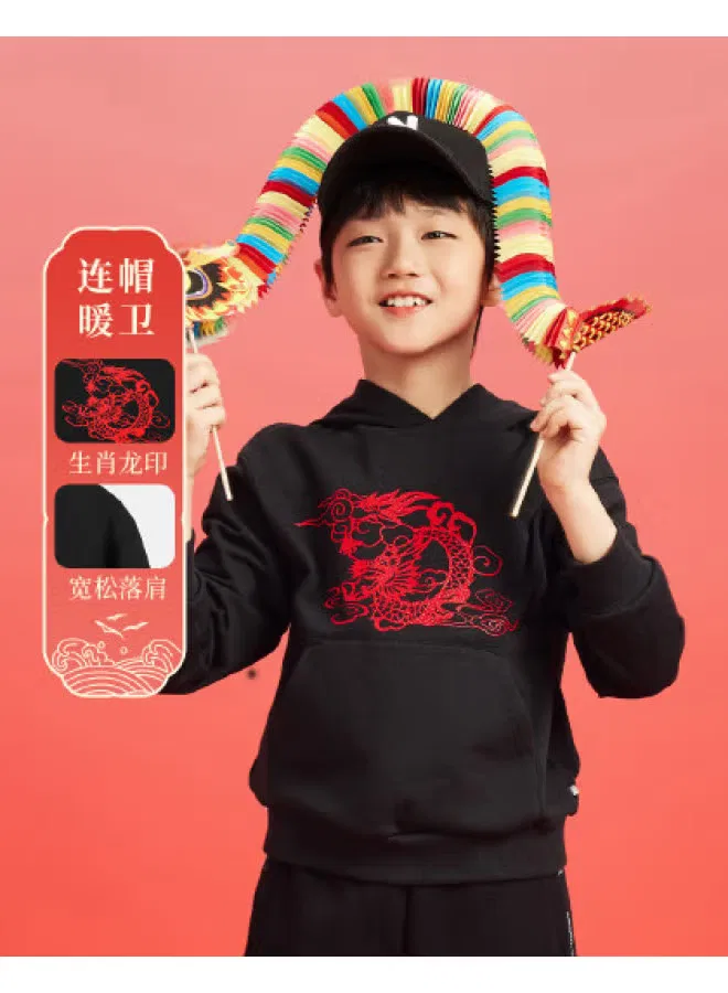 Толстовка с капюшоном и длинным рукавом свободный Annil, черный
