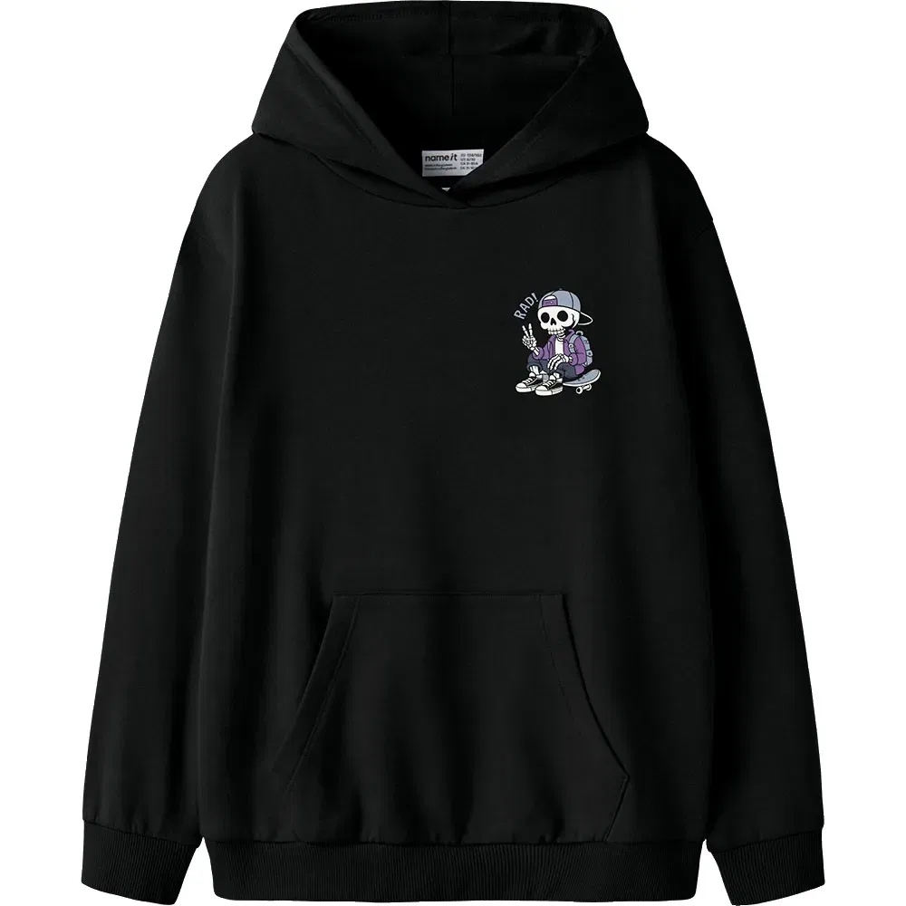 Детское худи для мальчиков с капюшоном Lasse Hoodie Name it, Black