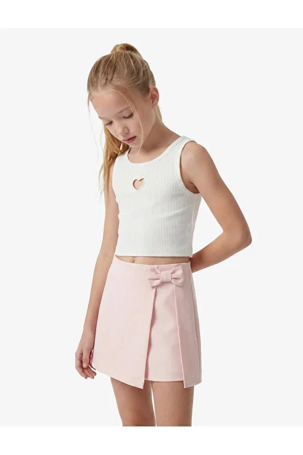 Детские шорты с принтом Bowknot Pleated Detailed Short Skirt Koton, Rose — фото 2
